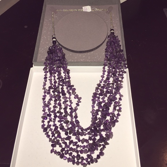 Lia Sophia genuine multi-strand Amethyst necklace