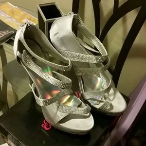 Silver Rhinestone Strappy Shoes