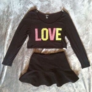 Neon love crop top