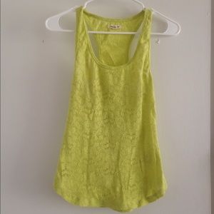 Lime green lace racerback tank