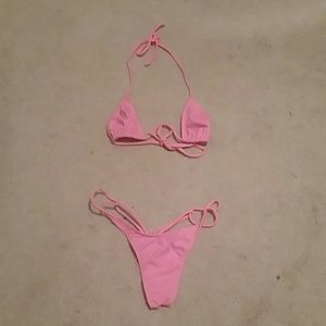 Pink thong bikini