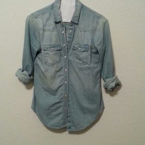 Hollister distressed denim shirt