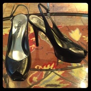 GUESS black platform heels
