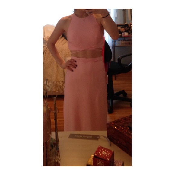 Two Piece Pink Prom Dress
