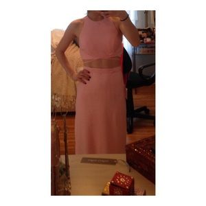 Two Piece Pink Prom Dress