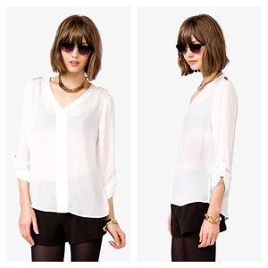 Spiked Shoulder Georgette Top