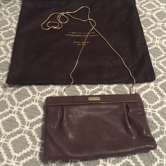 Kate Spade brown purse with log gold strap - Picture 2 of 4