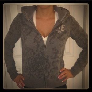 Grey American eagle zip up hoodie