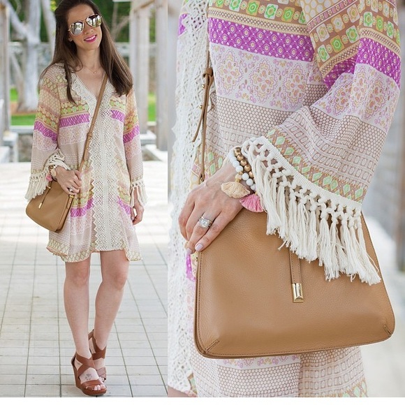 Magenta Print Bohemian Crochet Dress