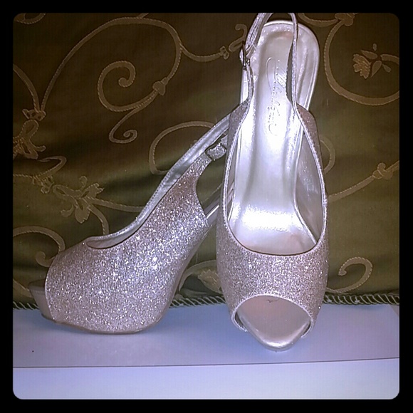 Shimmery gold sling backs