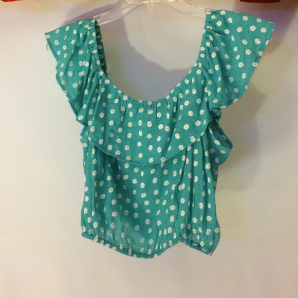 Turquoise daisy crop top - Picture 2 of 4