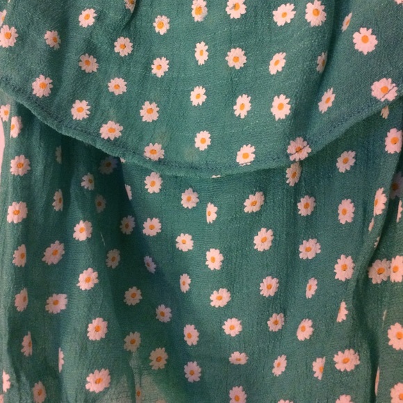 Turquoise daisy crop top - Picture 3 of 4