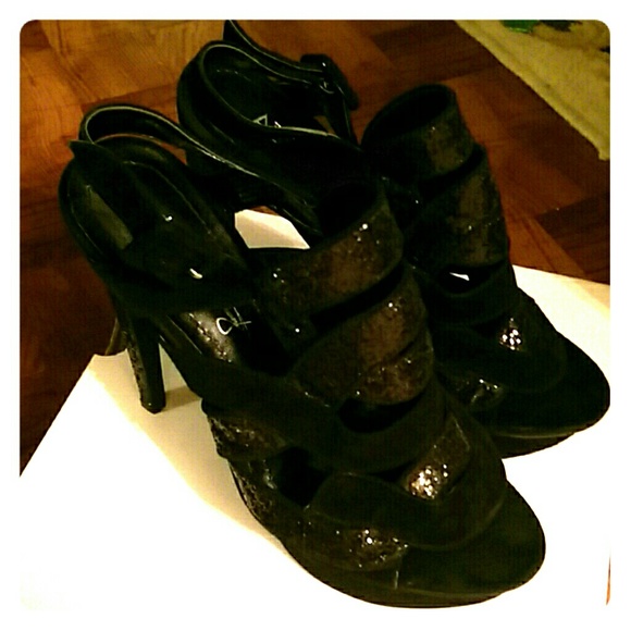 Black Glitter Stilettos