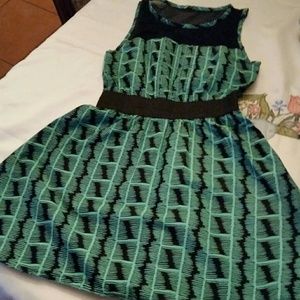 Green and black DKNY dress