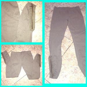 Hunter Green Leggings with Zippers