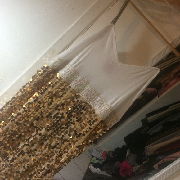 Free People white and gold glitter dress - Picture 1 of 4