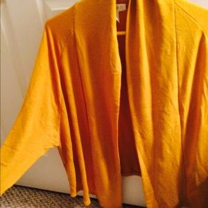 F21 mustard open cardigan