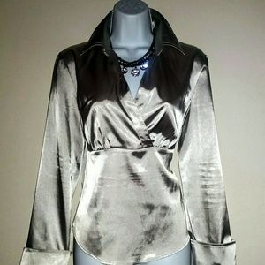 Silver satin blouse