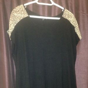 Forever21+ black and leopard print dolman shirt