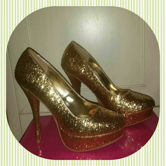 Gold high heels