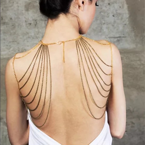 Sexy Punk Alloy Golden&Black Tassel Body Chain - Picture 2 of 2