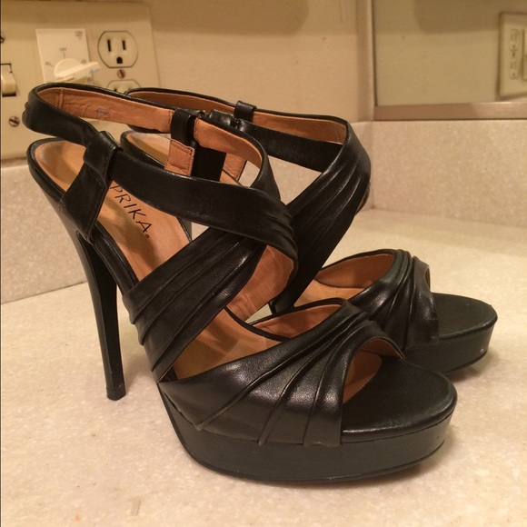 Paprika Shoes - Kathy Jean strappy black sandals heels