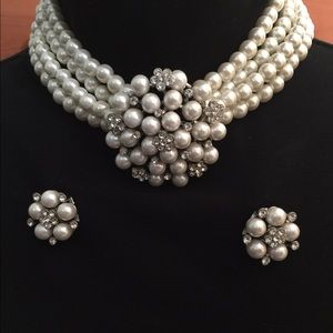 New pearled statement necklace and earrings !!!