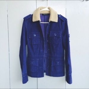 Purple casual fur  jacket.