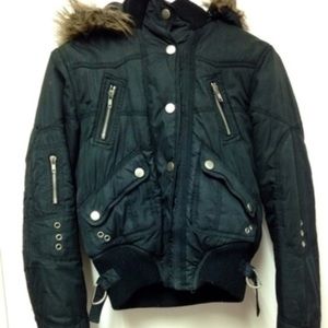 Warm black fur jacket