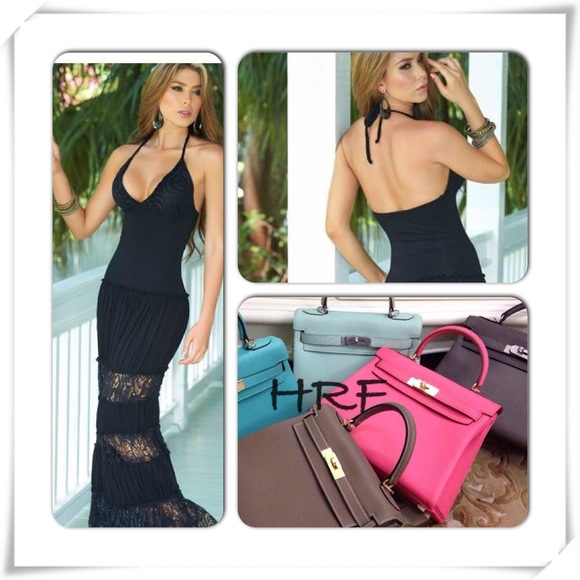 ️Black Casual  halter maxi dress