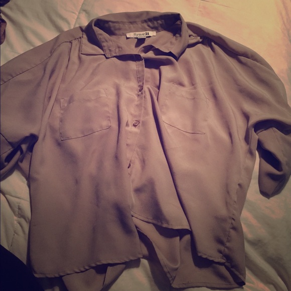 TAN BUTTON UP BLOUSE