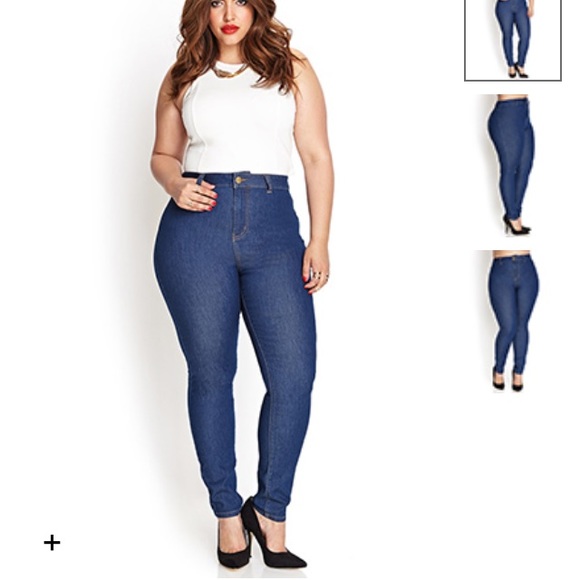 High waisted dark denim skinny jeans (regular fit)