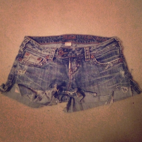 Super cute distressed Silver shorts.