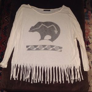 Brandy Melville slouchy fringe shirt