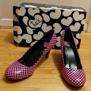 BRAND NEW - t.u.k. - pink & black checkered heels