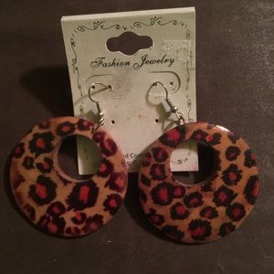 Pink leopard print earrings