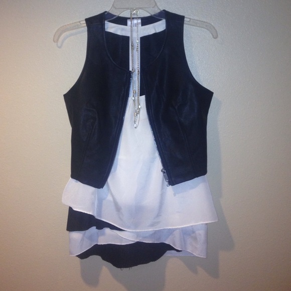 Black and white satin blouse, tank top