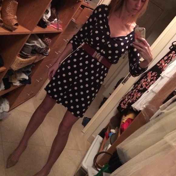 Dark Navy and White Polka Dot Dress