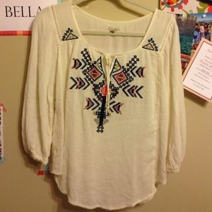 Urban outfitters ecote embroidered peasant blouse
