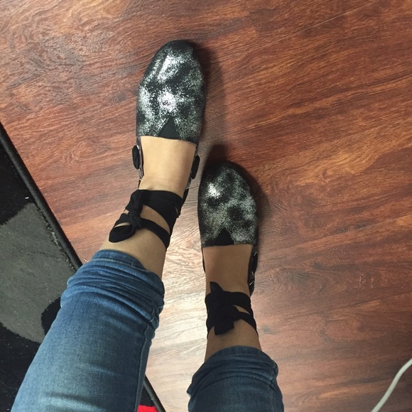 Metallic zebra prints ballerina flats - Picture 2 of 4