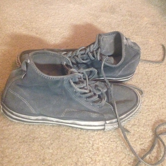Distressed real gray suede All Saints high tops.