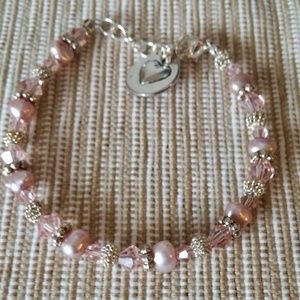Pink Swarvosky and pearl bracelet