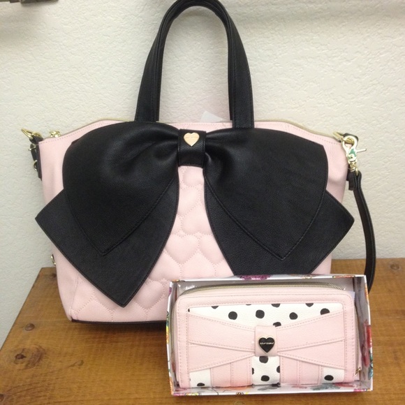 Pink and Black Bow Purse And Polka Dots Wallet