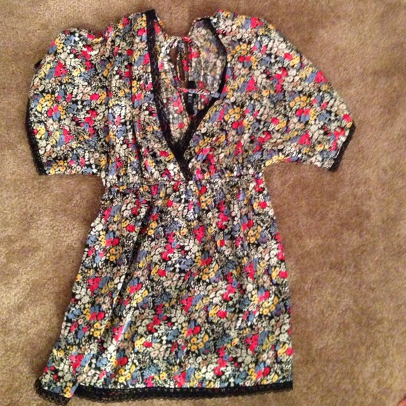 silk floral kimono top