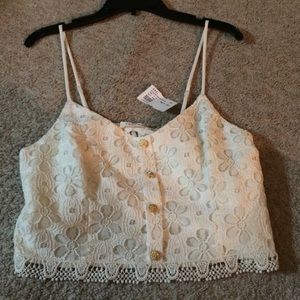 Angl all lace button front cami crop top