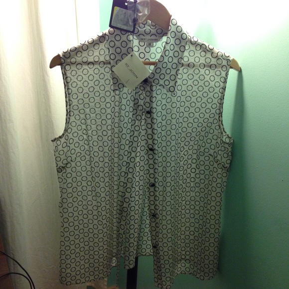 St.John sheer white button up blouse