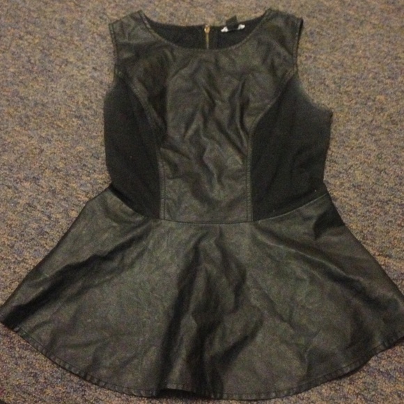 Forever 21 Tops - Black leather peplum