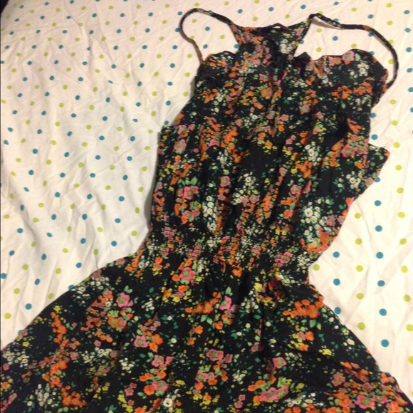 Floral tank top with cinched waist and racerback - Picture 1 of 3