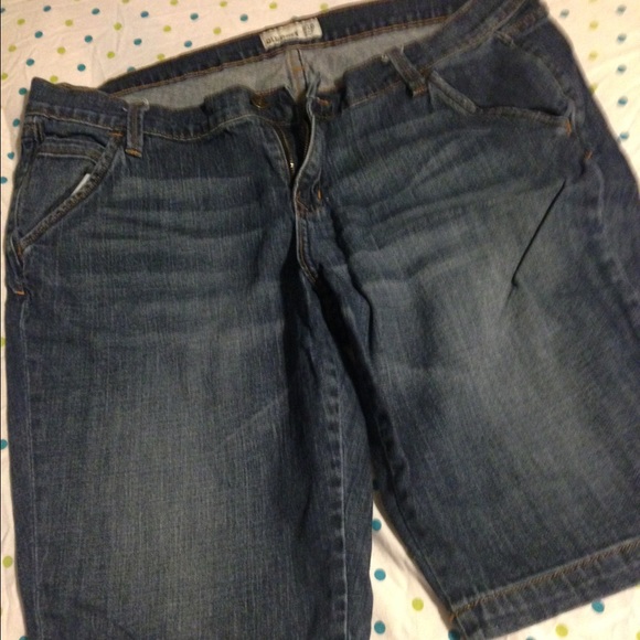 Denim knee length shorts