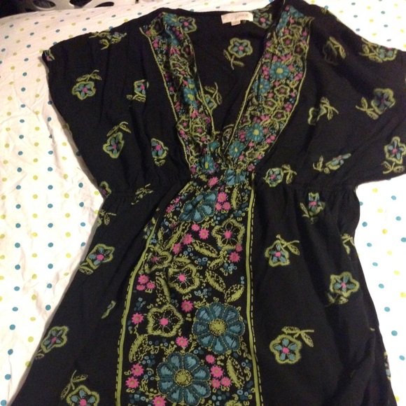 Black summer dress with floral accent